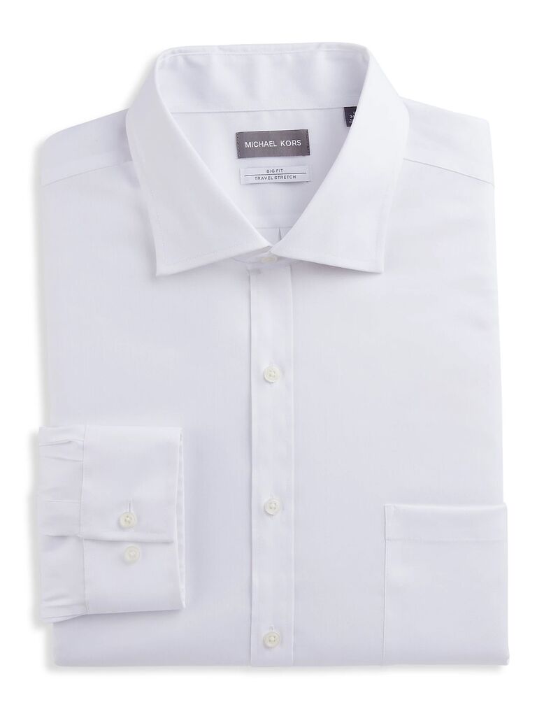 DXL big and tall white button-down shirt for men's cocktail wedding attire