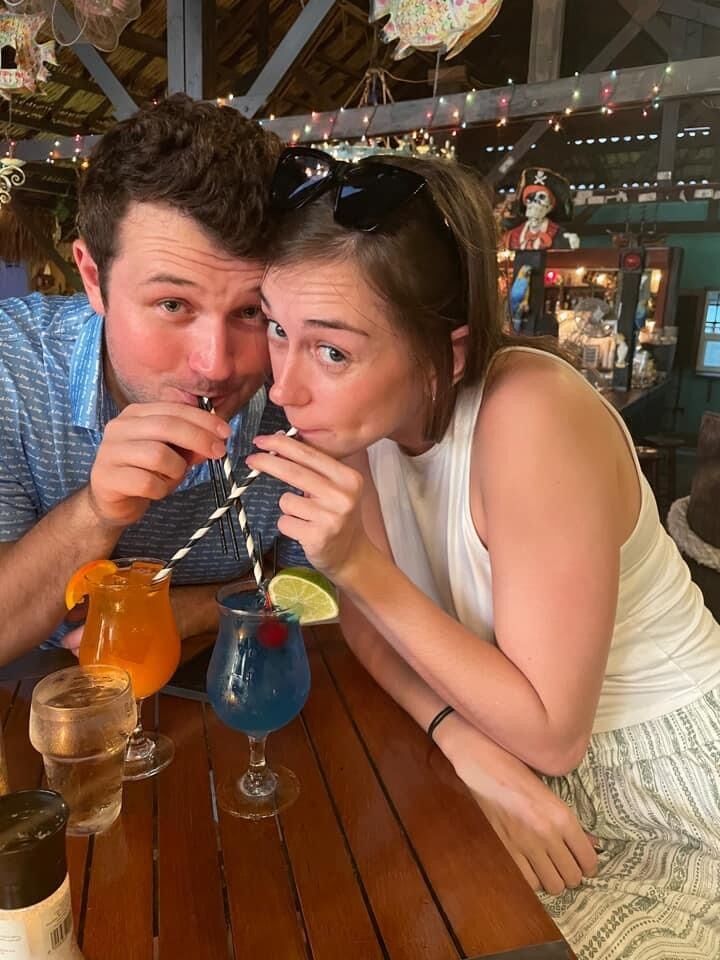 Drinking on island time! Nibblin on spongecake 
