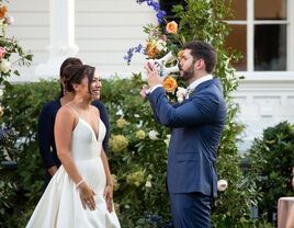 groom drinking water from vase during Navajo vase ritual