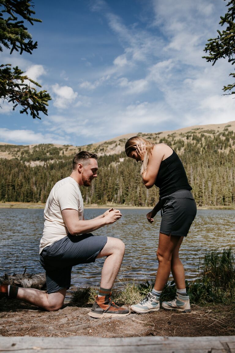 We are engaged! I was totally surprised during a hike in the mountains of Colorado. Here's to forever!