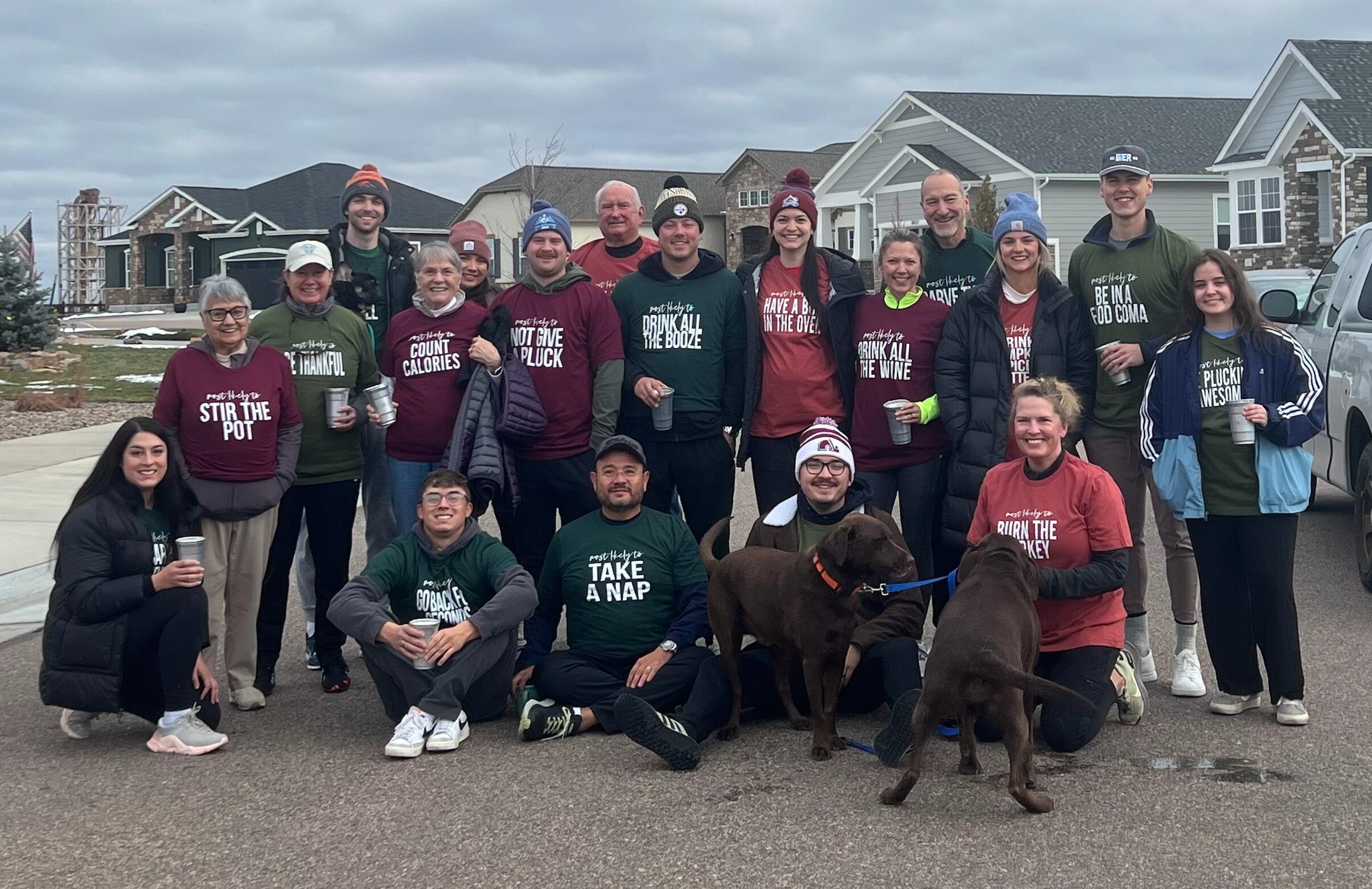 First Holiday - Our first holiday together was Thanksgiving, and we celebrated it in Denver. It was my first time meeting Chris's extended family, as seen in the photo. They have this fun tradition of making shirts for everyone, they were nice with mine since it was my first appearance :)