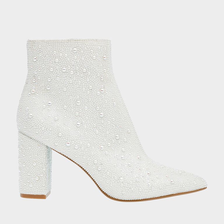 Betsey Johnson pearl embellished bridal boots
