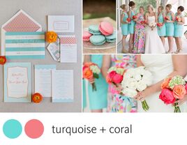 Turquoise and coral color combination