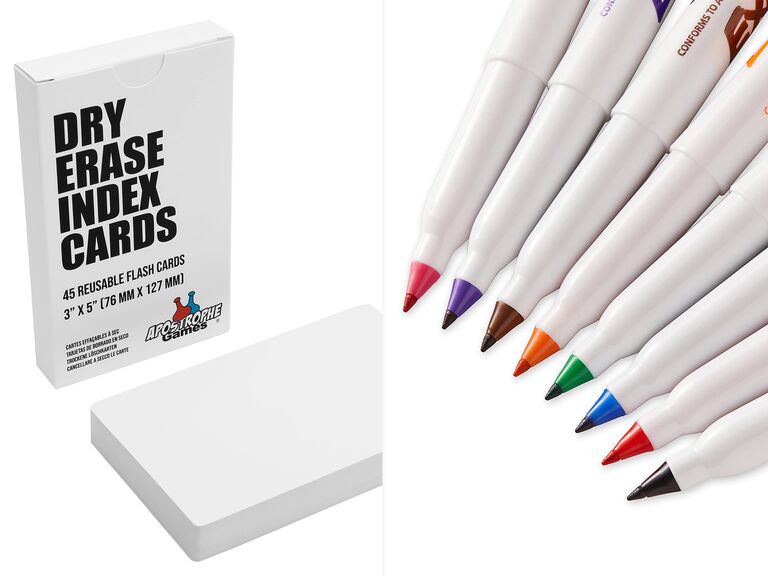 Dry erase markers and cards from Amazon for your bridal shower games