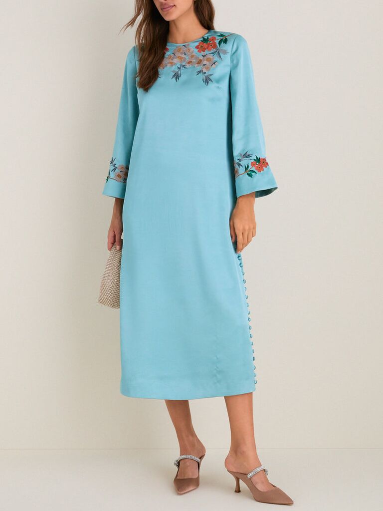 Tuckernuck blue embroidered boho mother-of-the-bride dress
