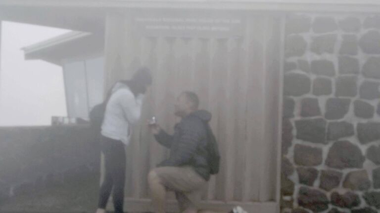 Kyle proposed at the top of Haleakala after a failed attempt to see the sunrise.