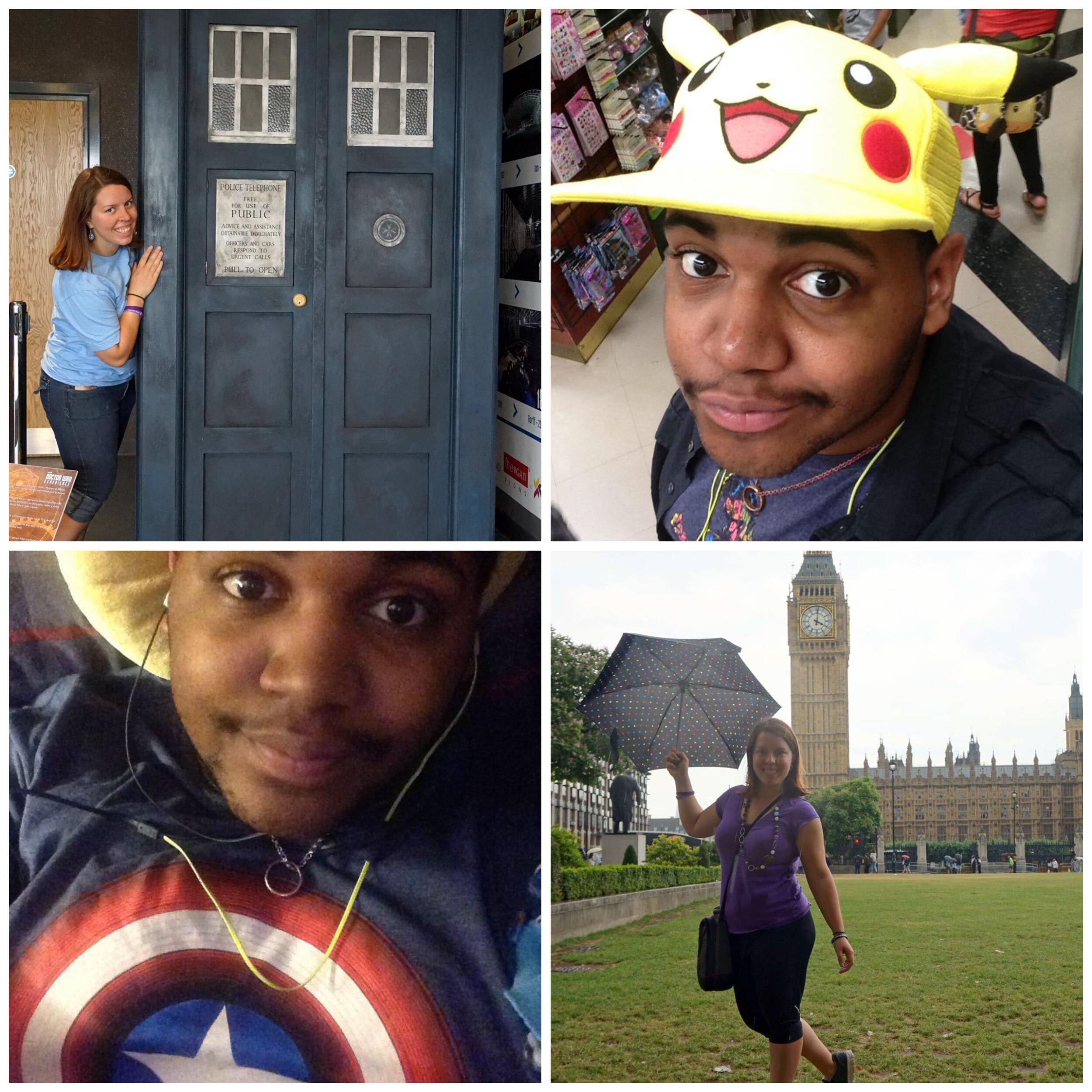 It was love at first swipe. Yes, in peak millennial fashion we met on a dating app sometime in March 2018.

Sarah saw the pictures of Aaron in a pikachu hat and Captain America shirt, checking all her geeky boxes. Plus, who can resist that face?
On the same geeky wavelength, Aaron loved the picture of Sarah with the TARDIS. But, what sealed the deal was "dat ass" in the London photo. ;)