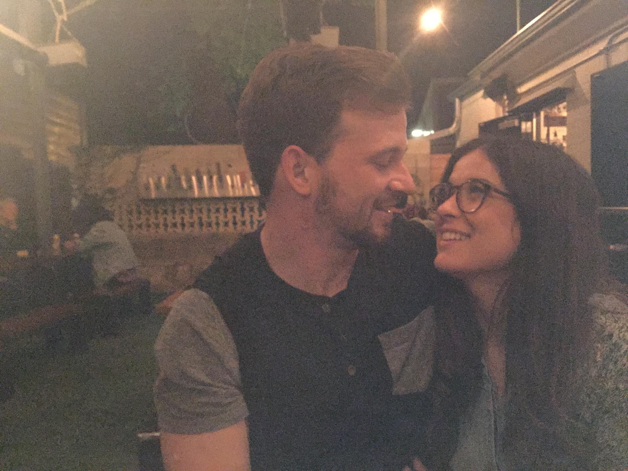 A stranger at the bar stopped and demanded that he take a photo of us.  He said we were glowing at each other.   We had only know each other 3 weeks.