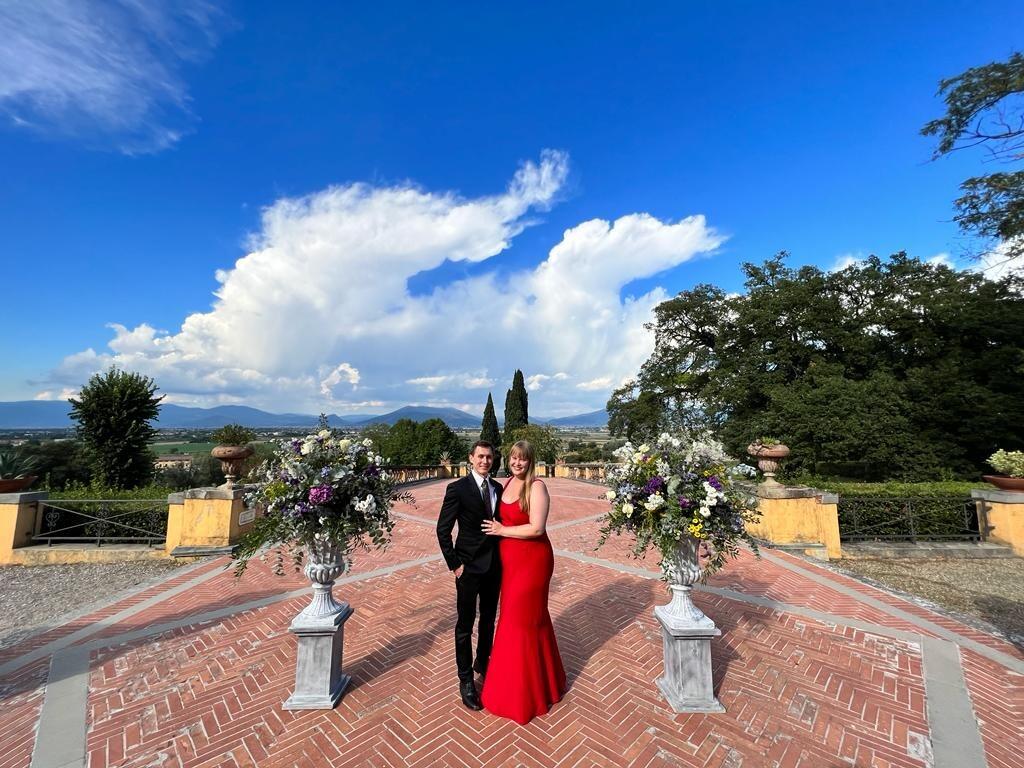 Both of them cleaned up nicely for a destination wedding in Tuscany. Jeremy got the invite the same day he asked Hannah to be his girlfriend and met her friends (thanks Yety!) 