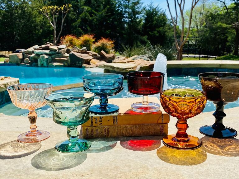 Circle Glass Rainbow 4-Piece Stemless Wine Glass Set