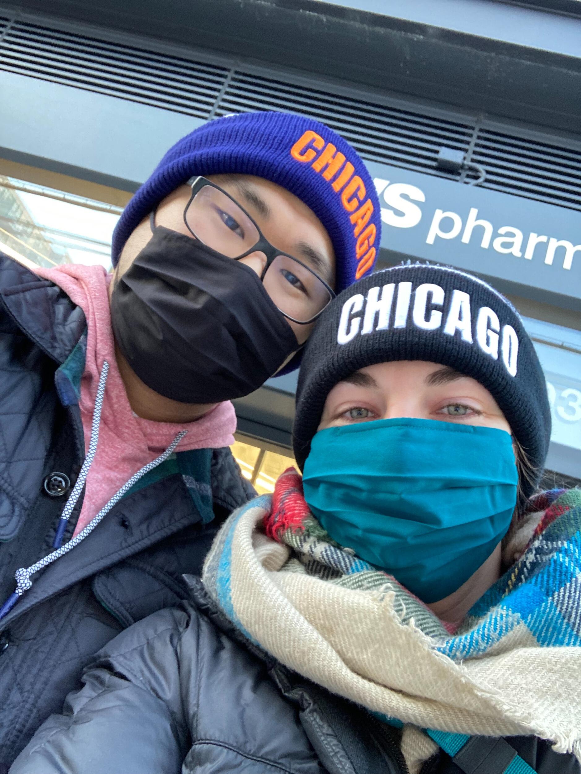 Abbie moved to Chicago! We were not prepared for a day of sightseeing in the brisk wind so we bought these hats at the closest CVS. It is the only hat that fits Joey's unusually large head! 