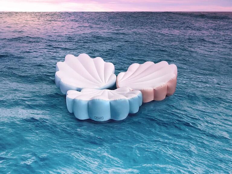 Mermaid themed bachelorette party seashell pool float