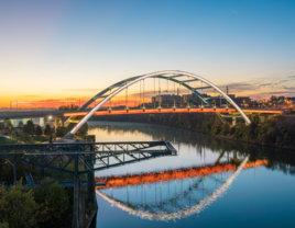 Nashville bridge at sunset