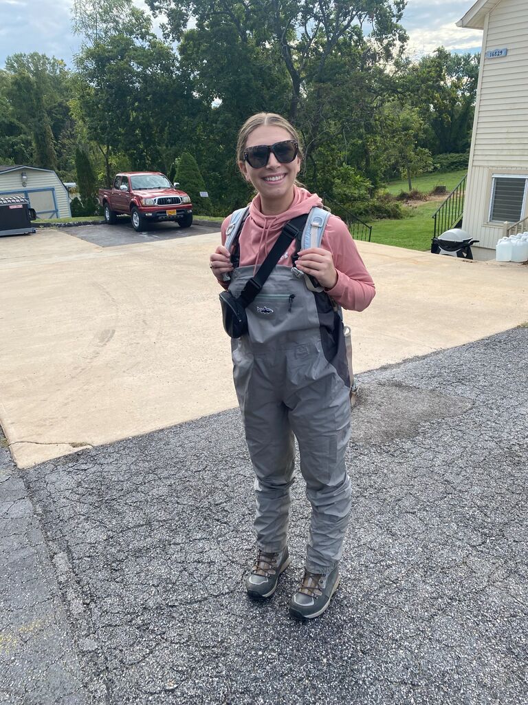 Bella's first time fly fishing with Jared - Monkton, MD