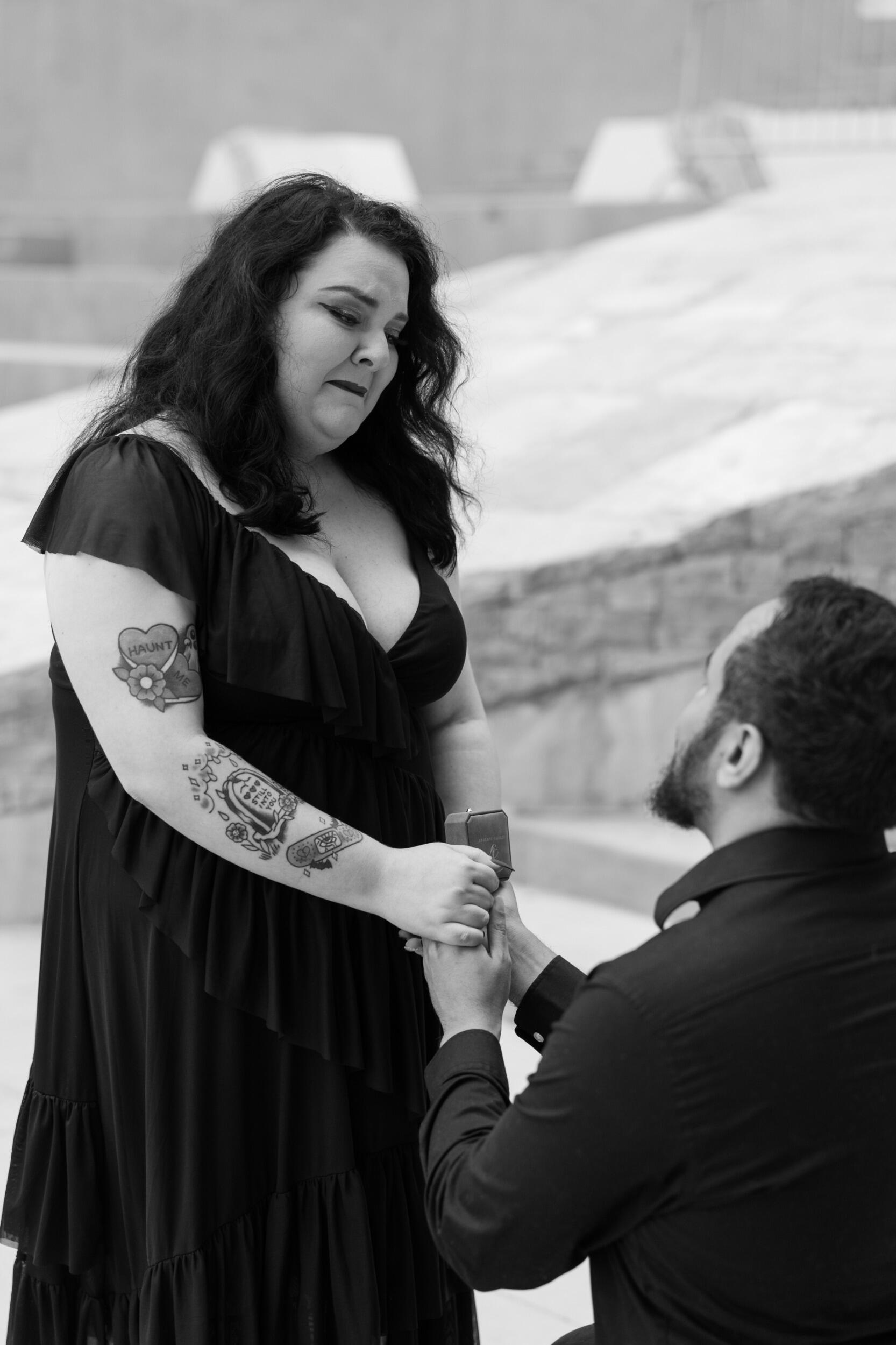 3 years dating; Tommy worked with Michelle to do a surprise proposal photo session. I thought Michelle needed models for trying out some new poses downtown at the convention center. 