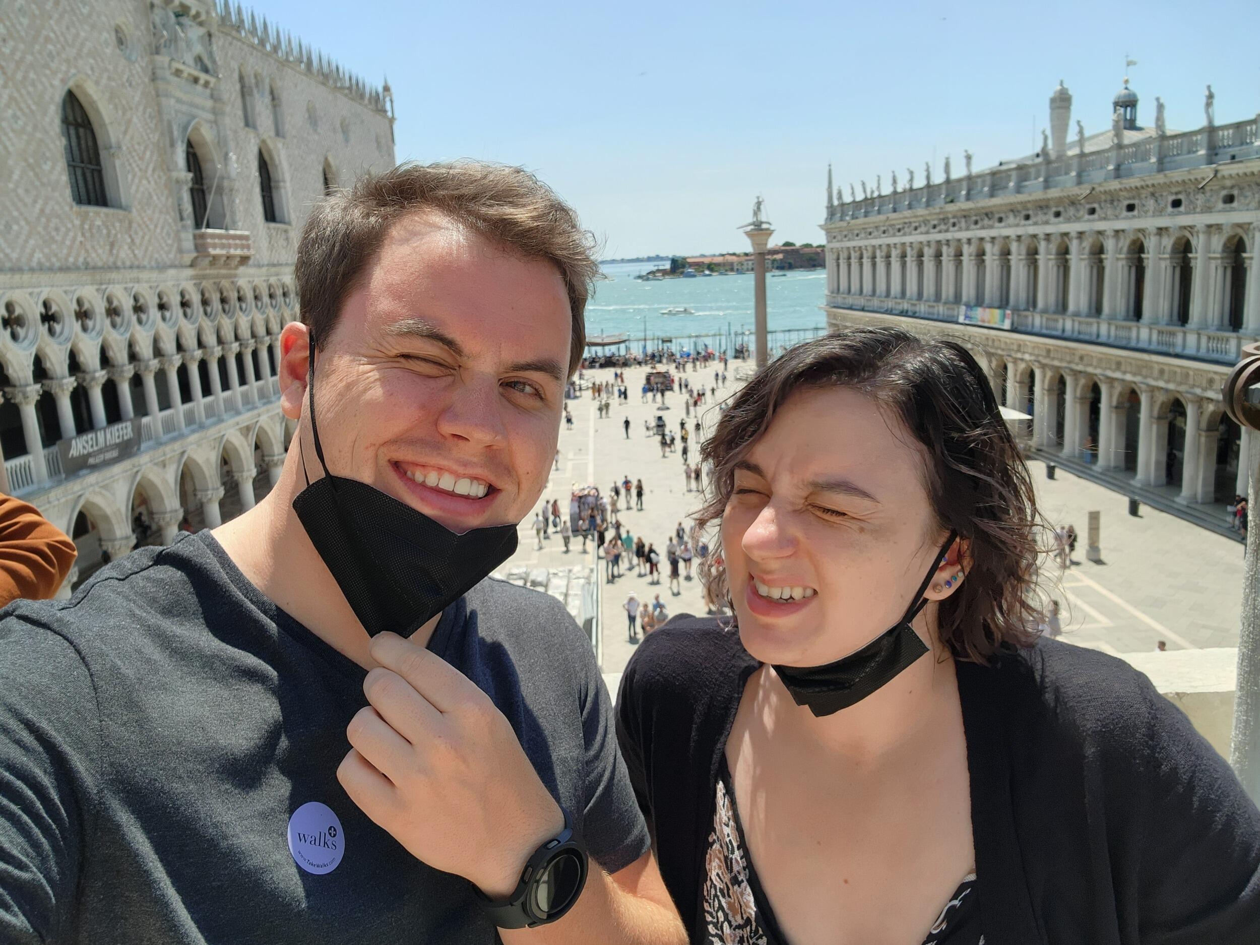 Next big trip: they go to Italy! Megan cannot keep her eyes open in the sun