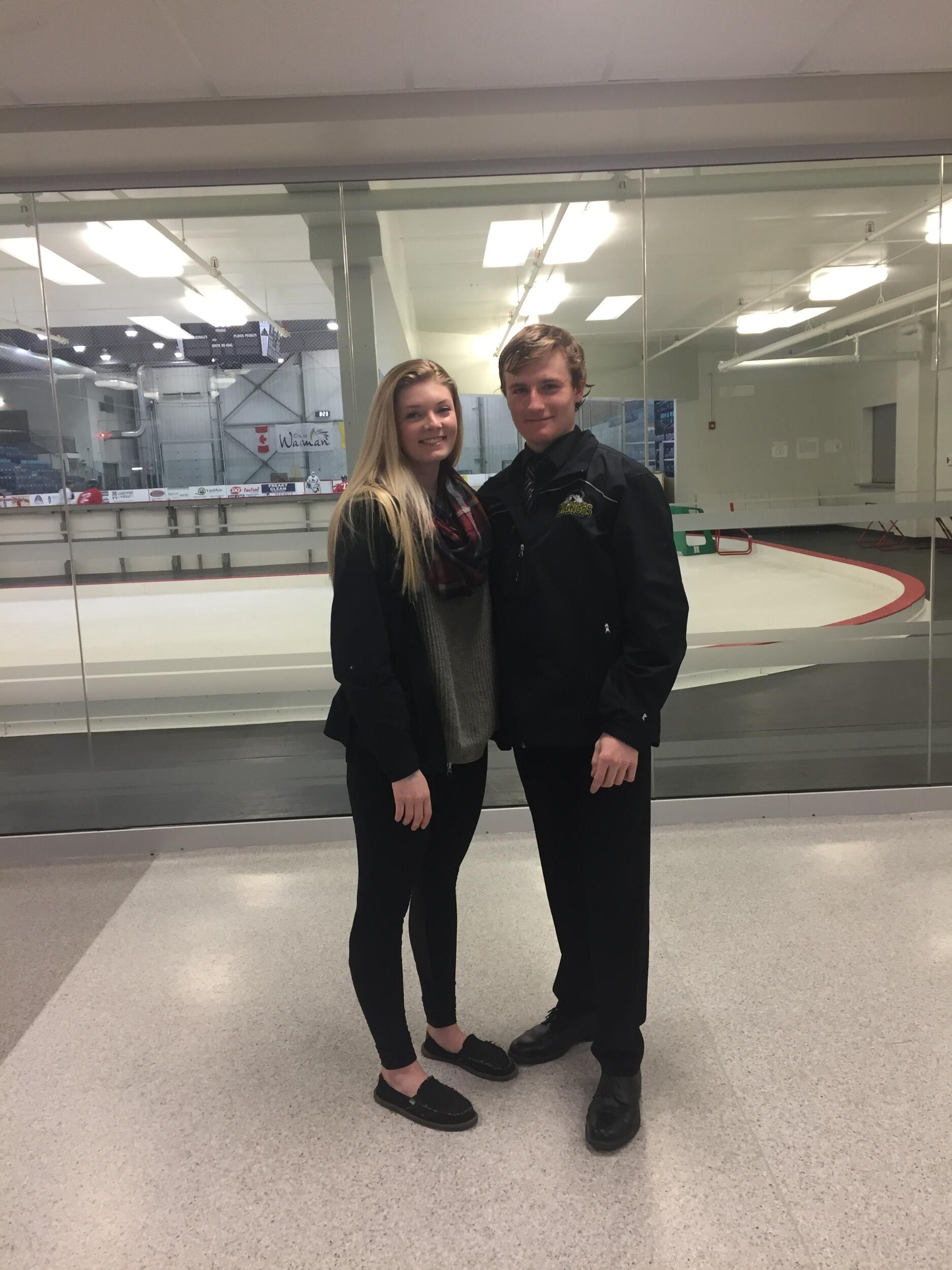 This was the first picture they ever took together when they met in person for the first time after Bretts' hockey game in Warman. 