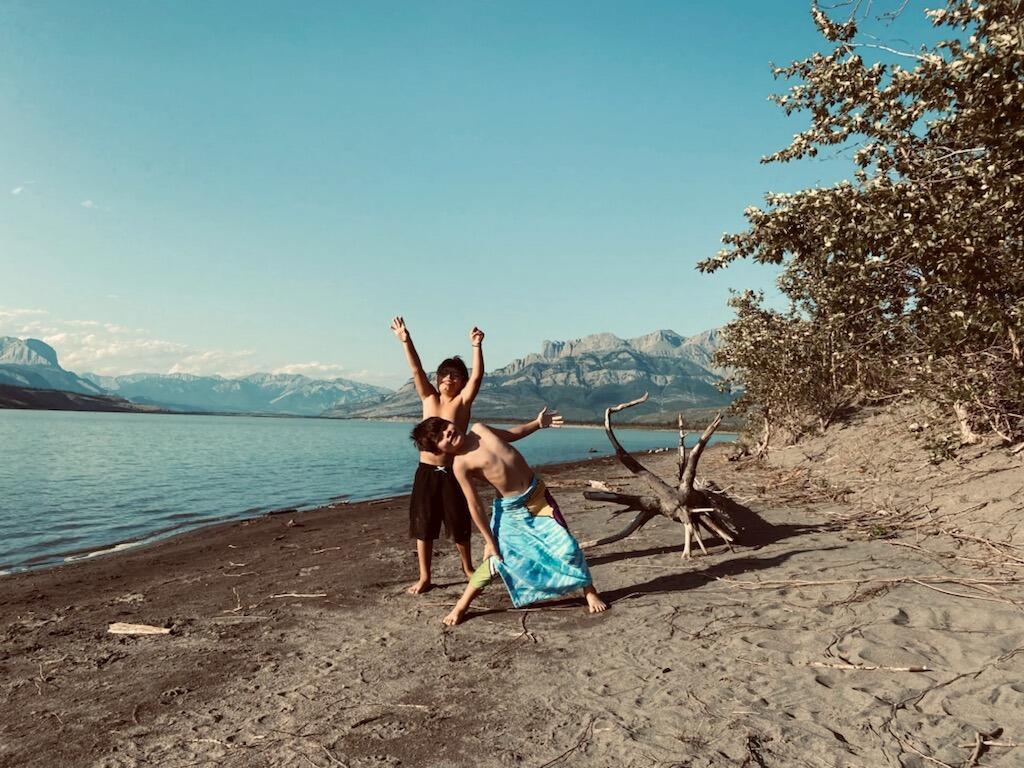 Boys enjoying our favorite place outside Jasper, AB