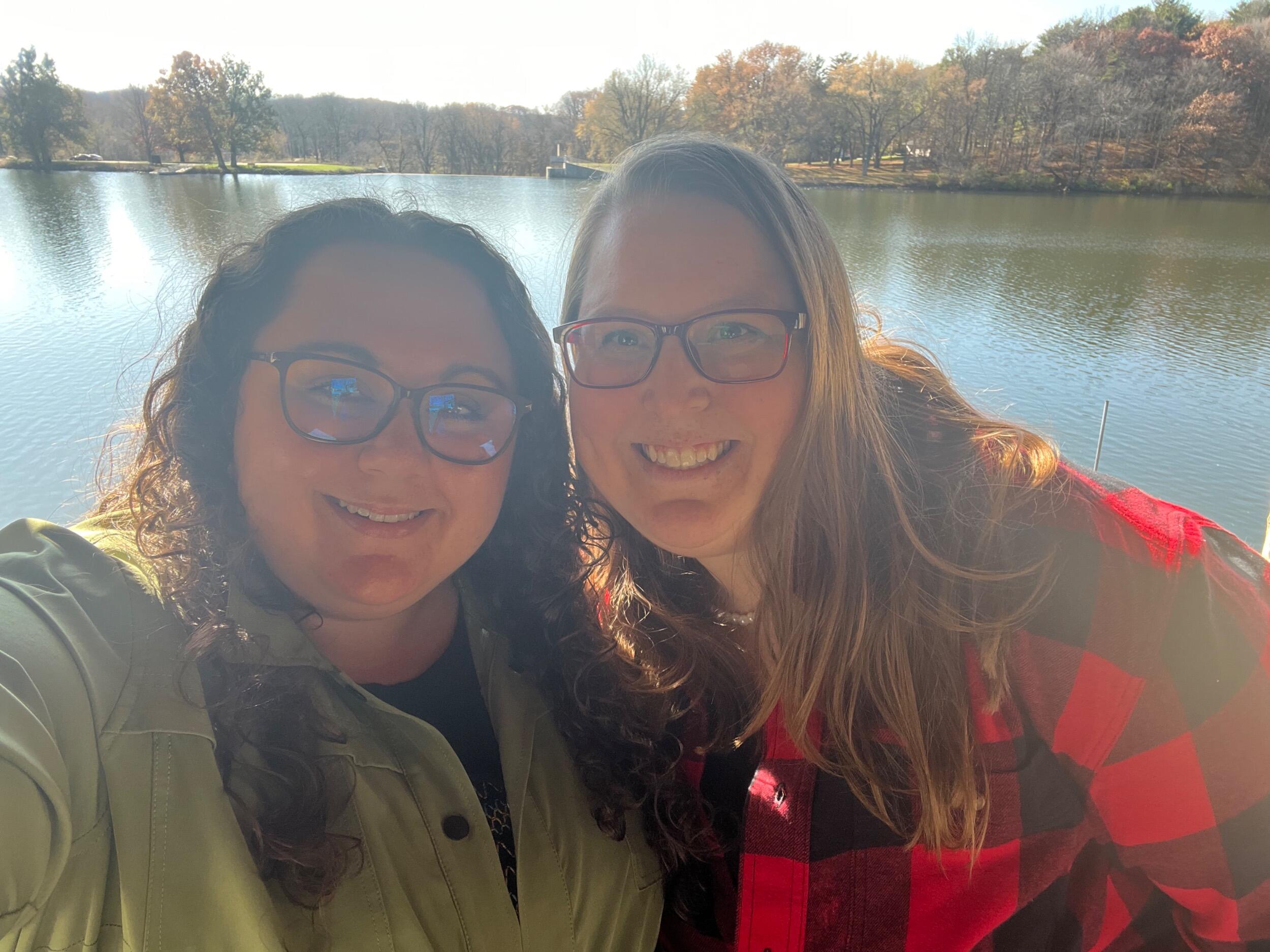 Our first photo together while visiting Backbone State Park
