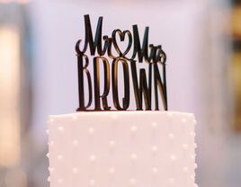 Mr. and Mrs. Brown cake topper