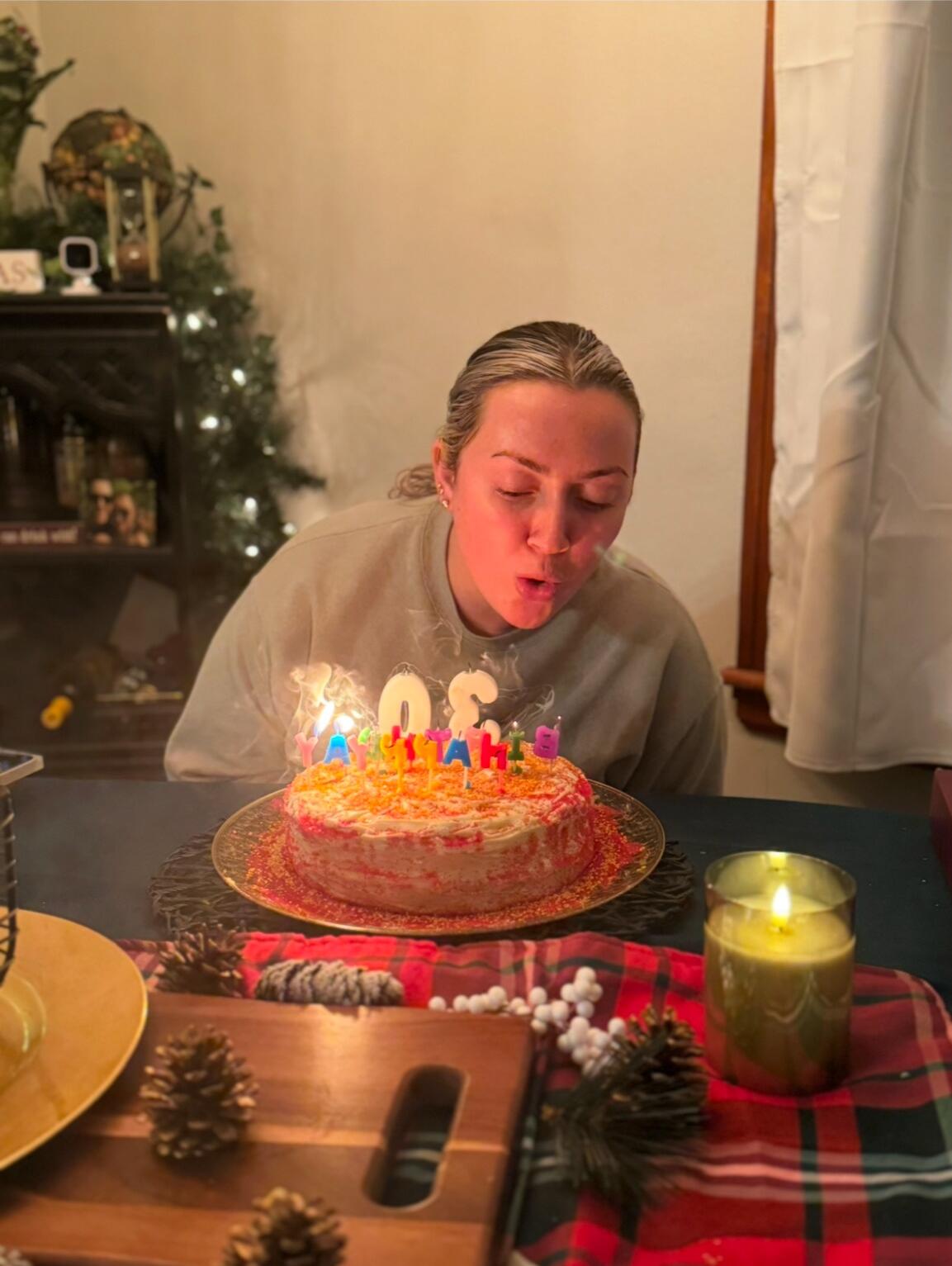 Luke baked Dani a gluten free/dairy free Red Velvet cake to celebrate her Bday before Nashville