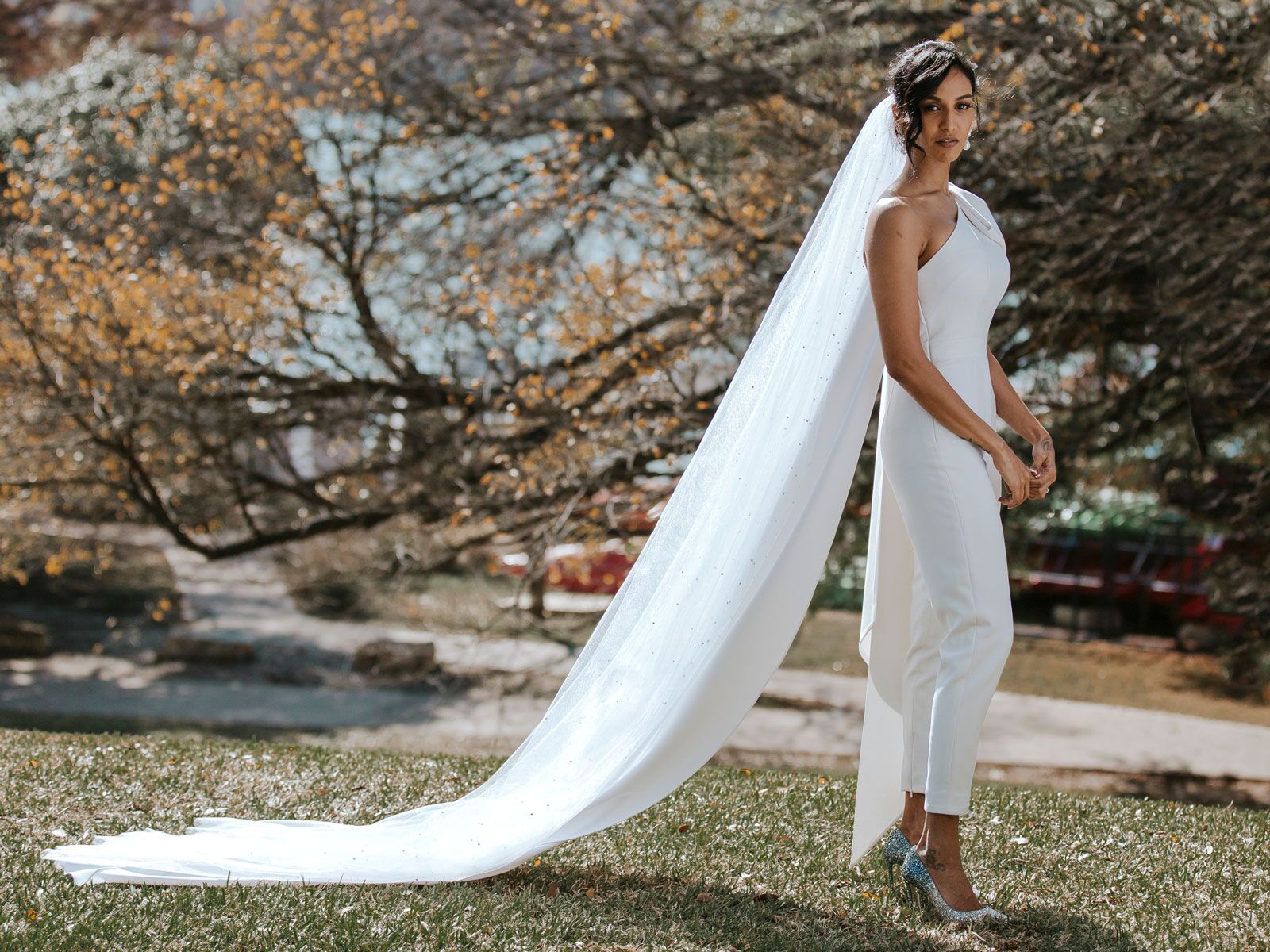 white wedding pant suits for bride