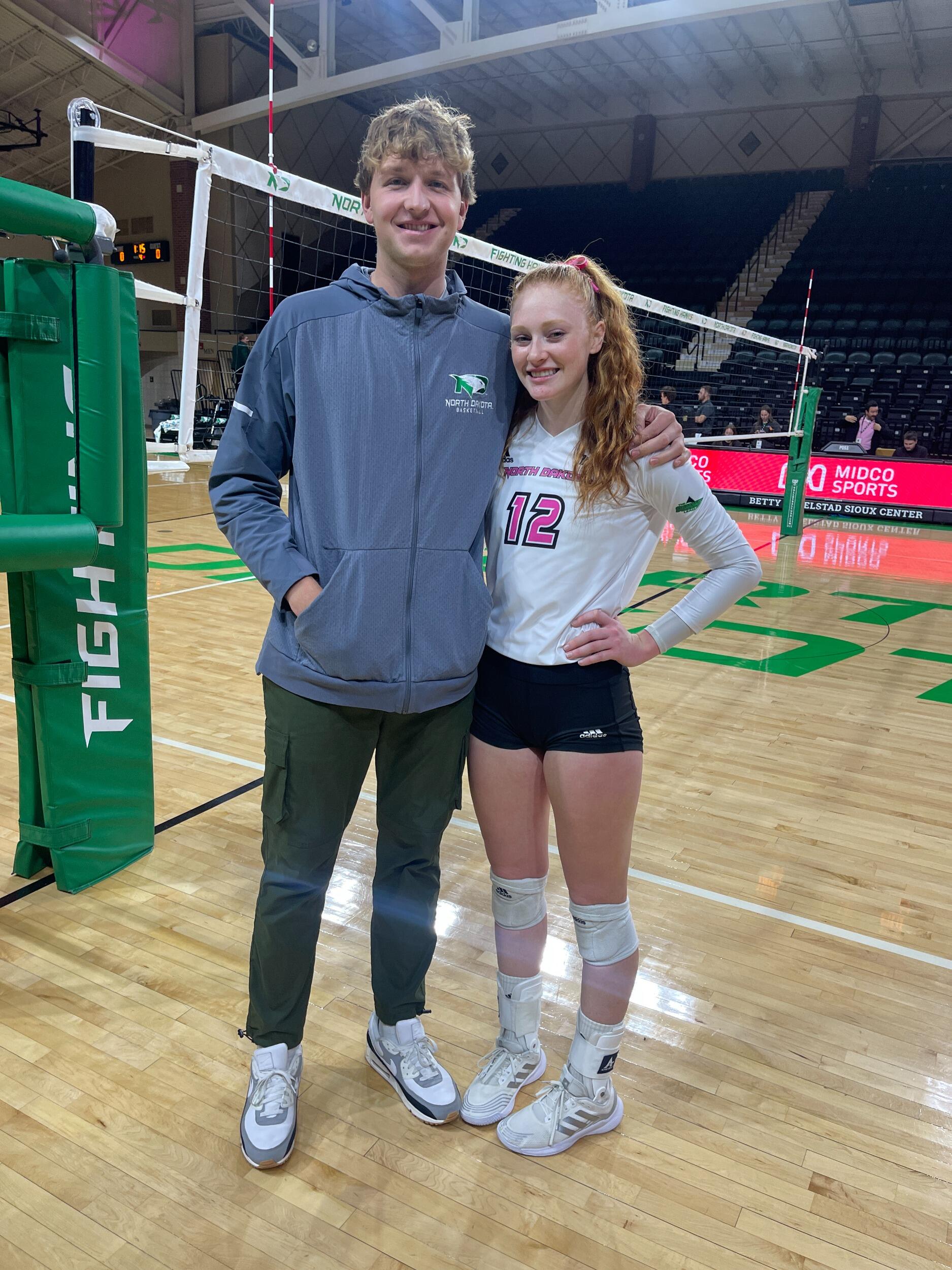 Mitchell supported Sierra at the University of North Dakota where she played her last year of college volleyball. He became a team favorite and was even a guest camp coach the following year 