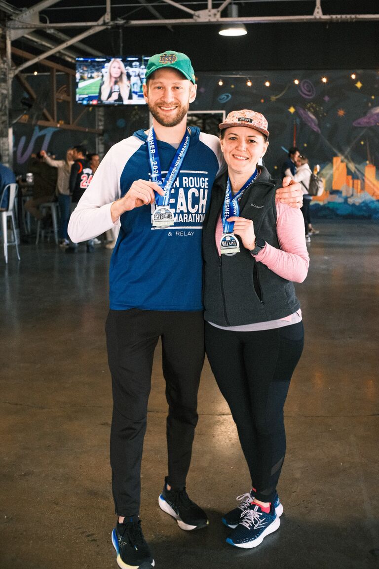 Celebrating finishing the Houston Half Marathon!