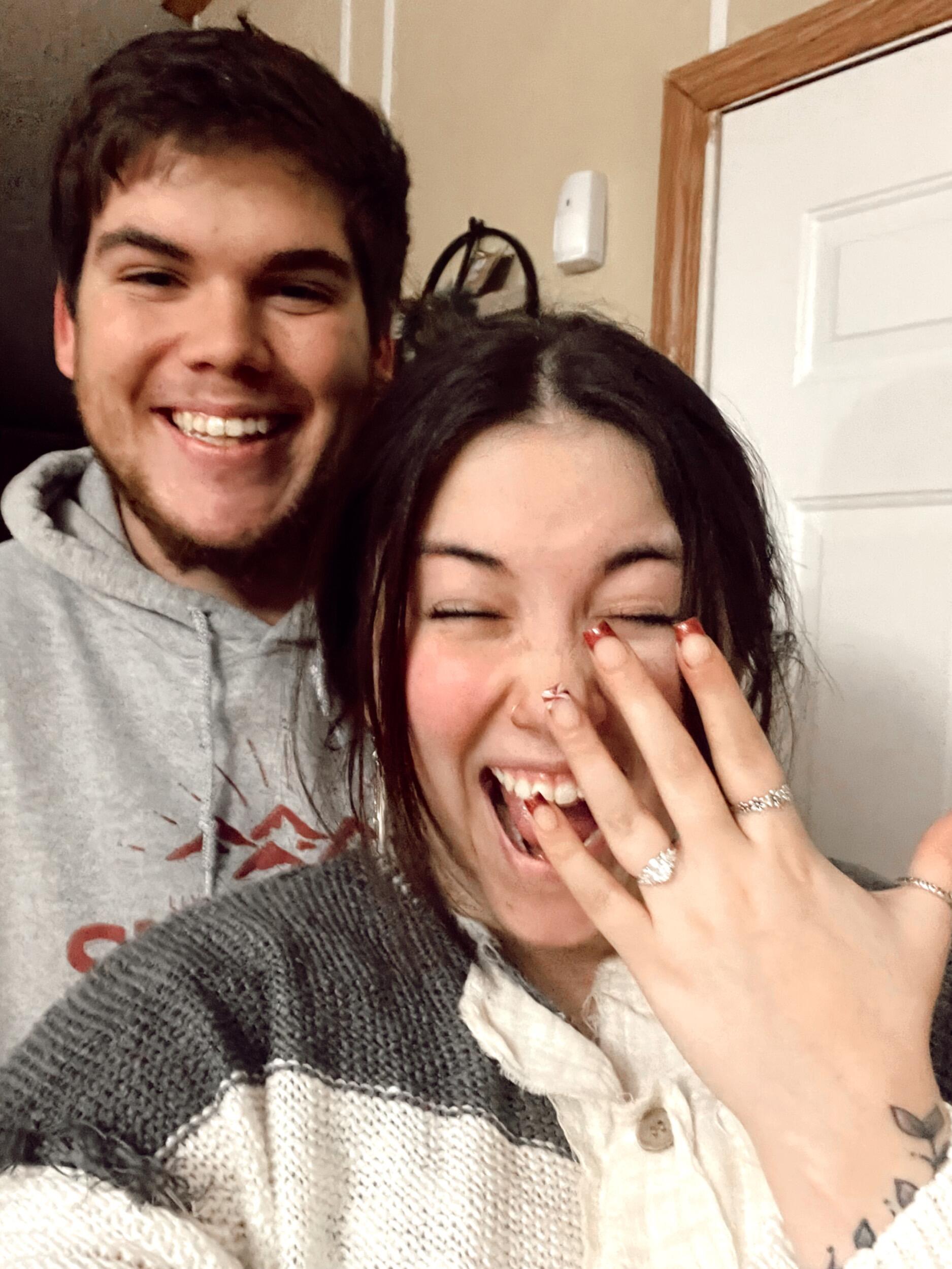 Best. Night. Of. My. Life. Tyler and I have been through so many firsts together. First jobs, first dates, first cars, first trips together, first time living our own, first everything. All of the struggles, all of the disagreements, and also all of the amazing memories we’ve made led up to this night. Christmas was basically over, it was roughly 10pm. We had just gotten home from a long day of traveling to see family, and I asked him if he could please help me feed the guinea pigs and give them water. I was quite taken aback when he said “No”. It’s rare that you hear no come out of his mouth. So, I take my semi-confused and annoyed self without much further of an explanation to feed the pigs myself. Once i’m done, I open the door and walk out into a PITCH BLACK house. This annoyed me even further, as I knew Tyler was probably around the corner ready to give me a nerf bullet to the face. But as I turned the corner and flipped on the light, there he was, on his knee. Tyler had joked with me about this moment for months, always pretending to propose and somehow always ending with a “sike haha just kidding”, so I 100% believed he was messing with me again. But alas, he gave me a huge speech (i’ll spare the details) and asked me to legit marry him this time. It took me a moment to register what just happened, and after a few “are you sure you’re not messing with me” and “you better tell me right now if you’re kidding or i’ll be so upset”, I finally realized it was real, and of course said YES. With so much love and support from our families, it just made it even better. We are both so unbelievably excited to share our big day with you all, and to officially spend the rest of our lives together<3