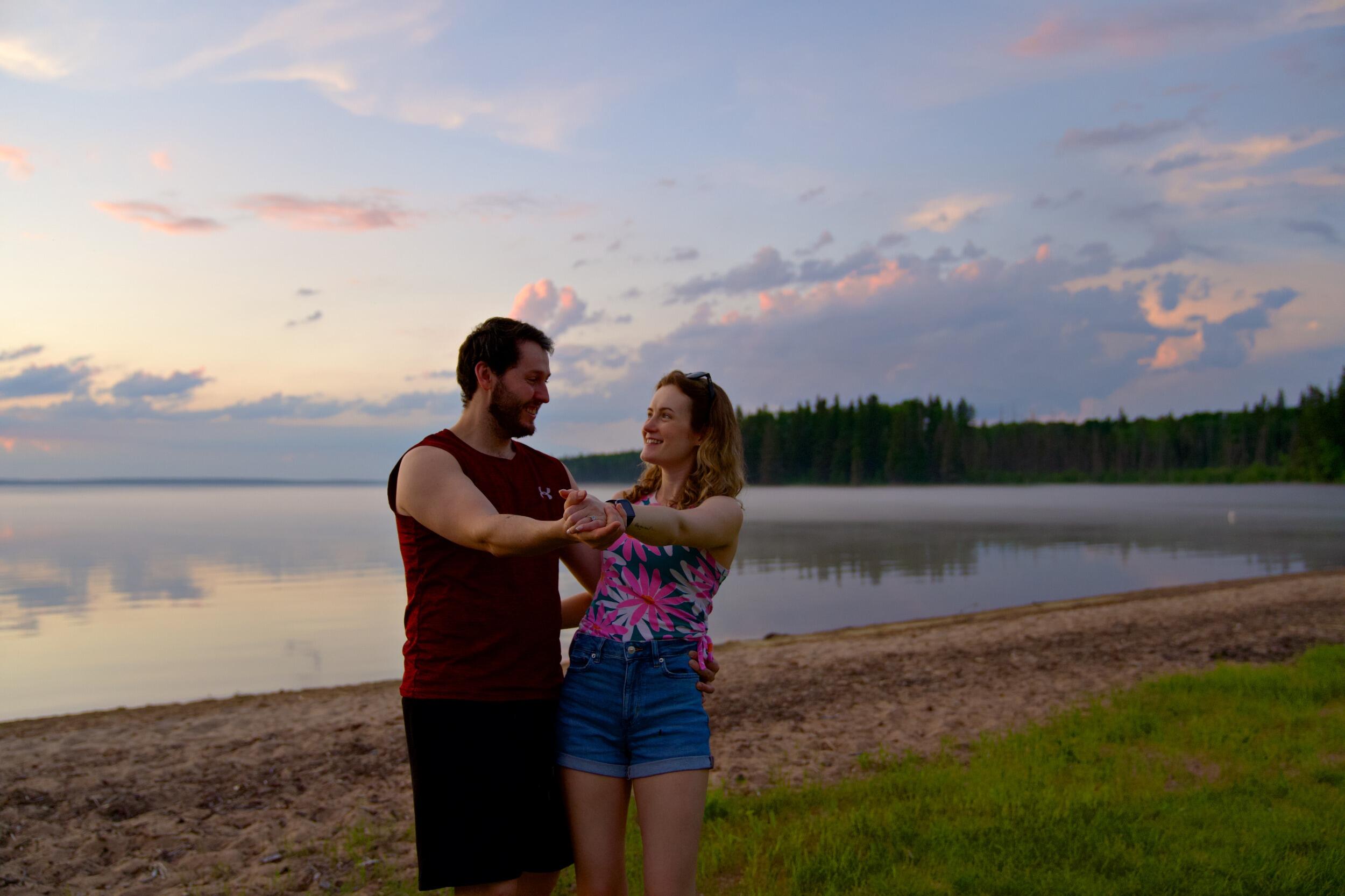 The day we got engaged in Saskatchewan. Dennis was sick and barely had any voice and surprised Ariel with the engagement ring on their adventure day out