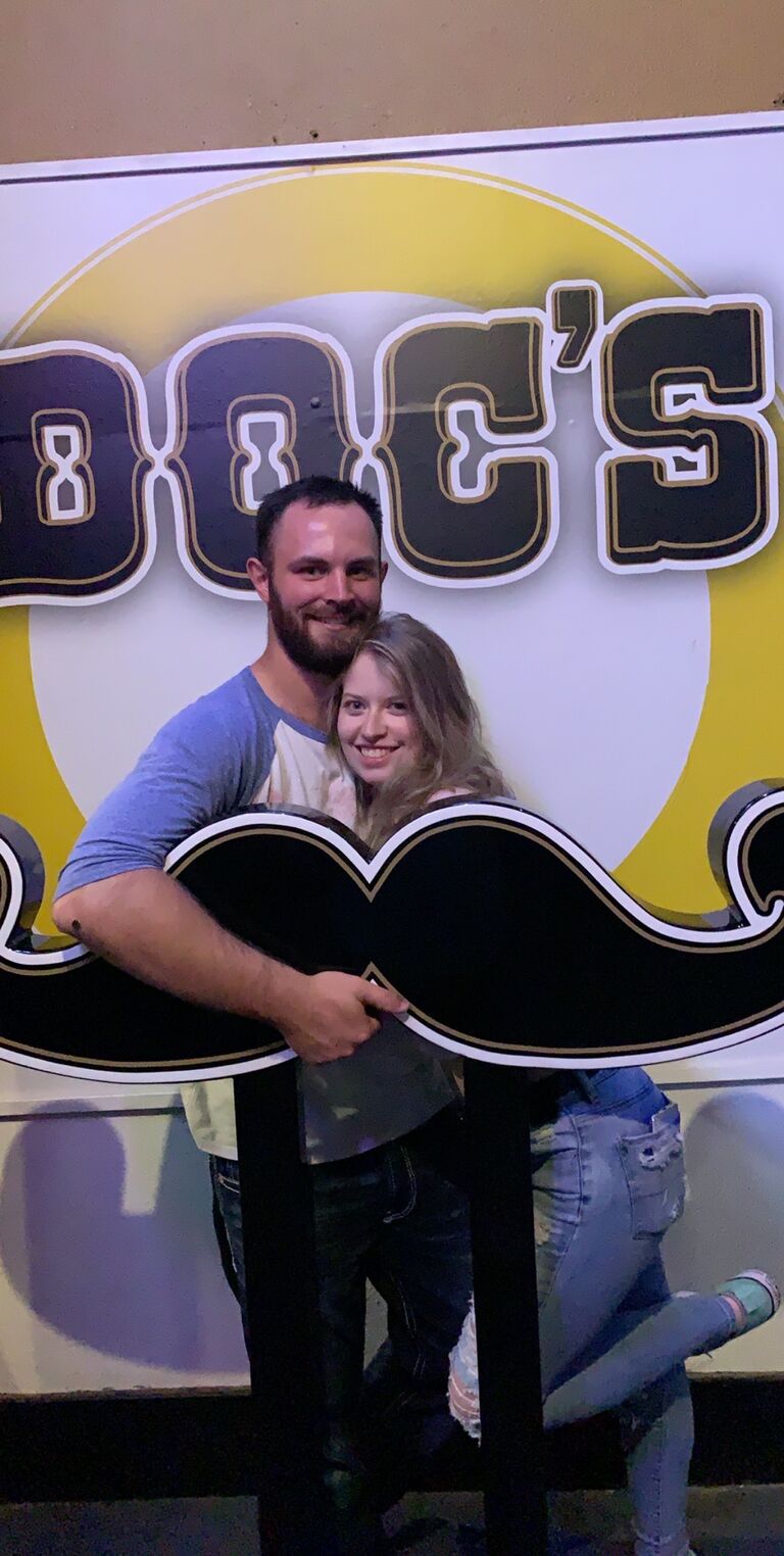 Our first picture together.  We met working together at Kroger in the Pickup department.  I was finishing my last year of college and Jake had just moved back from Hawaii (where he had been stationed). 