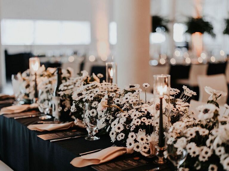 Black and white floral hedge
