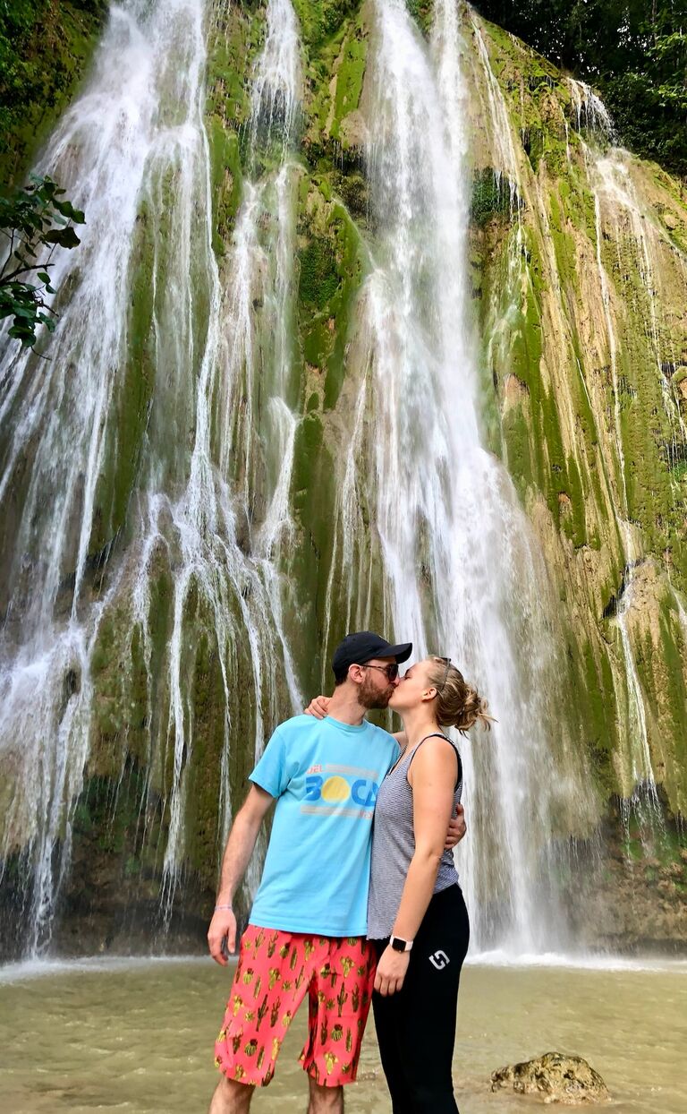 This is the only existing photo of Jeri and Aaron kissing. The falls is called Salto El Limon and was a highlight of our trip to the Dominican Republic.