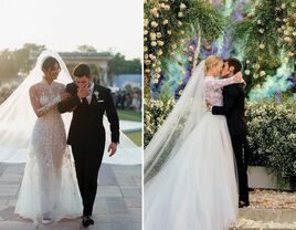 Collage of expensive wedding dresses including Priyanka Chopra and Chiara Ferragni