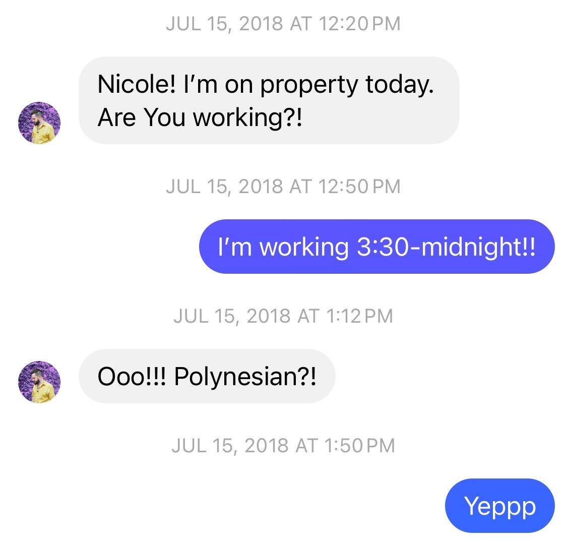 Nicole received a Facebook message from Dave, who was at Disney for the day and wanted to say hello. After 8 years apart, the two reconnected in the lobby of Disney's Polynesian Village Resort and exchanged laughs and phone numbers. They’ve spoken everyday since.