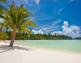 tropical beach on Ile des Pins, New Caledonia, territory of France