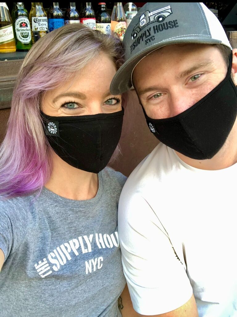 Celebrating our first date anniversary at The Supply House masked up, outside, social distanced, with Cuomo snacks.