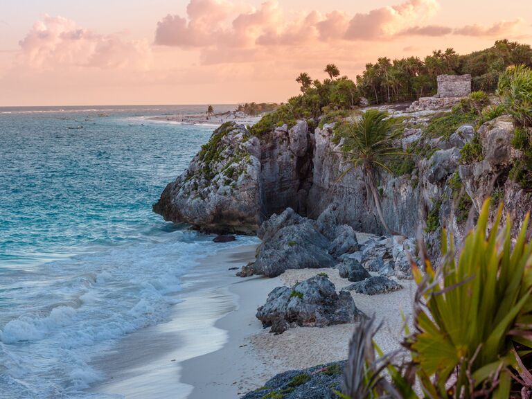 Castle at sunset in Tulum, Mexico