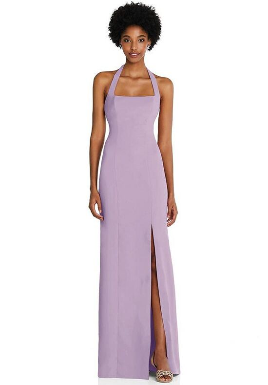 Dessy Group Diamond Halter Bias Midi Slip Dress with Convertible