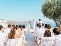 All white wedding ceremony