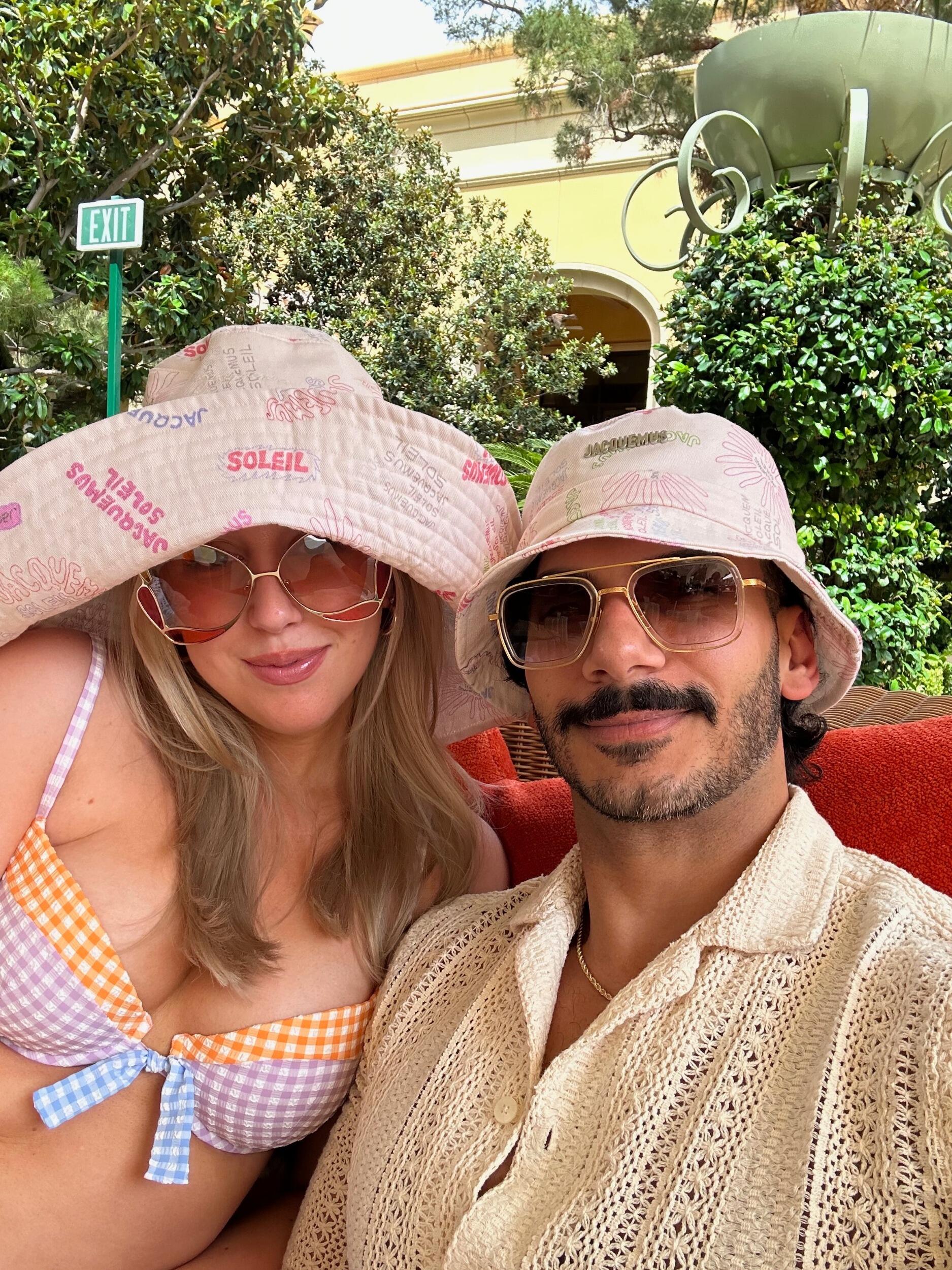 Our first trip together to Vegas. Wearing matching hats!