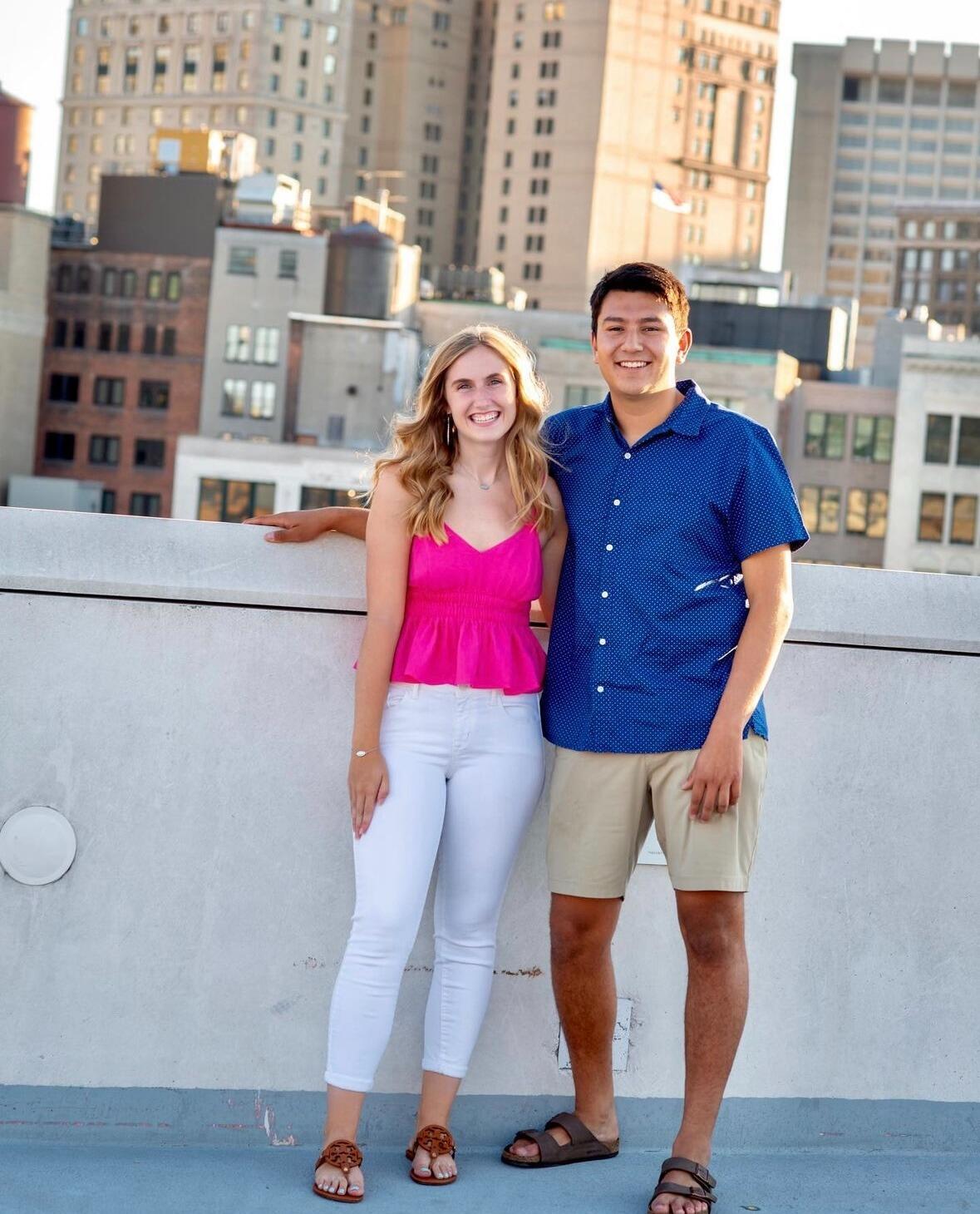 Carley and Brandon spent more time apart in 2020-2021 due to COVID-19 and remote college classes. Brandon stayed home and Carley went back to live in East Lansing for their sophomore year. Carley's mom took this photo of them in downtown Detroit.