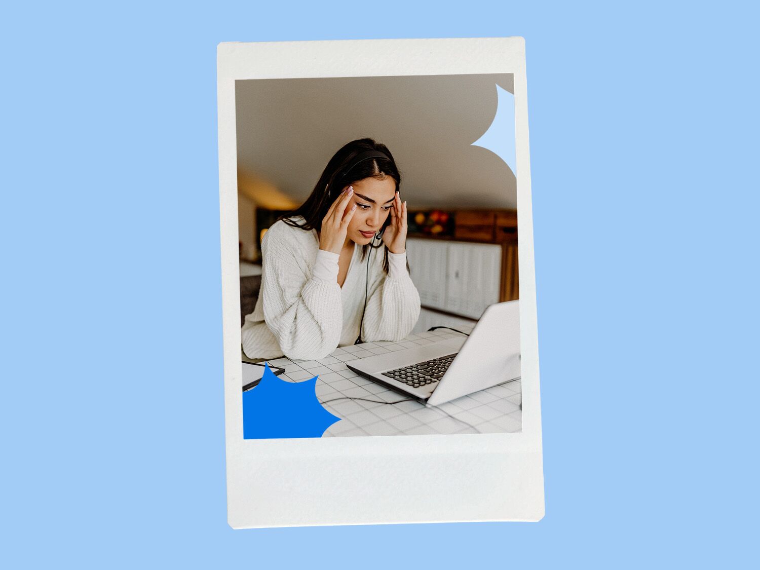 Woman stressed from working too much.