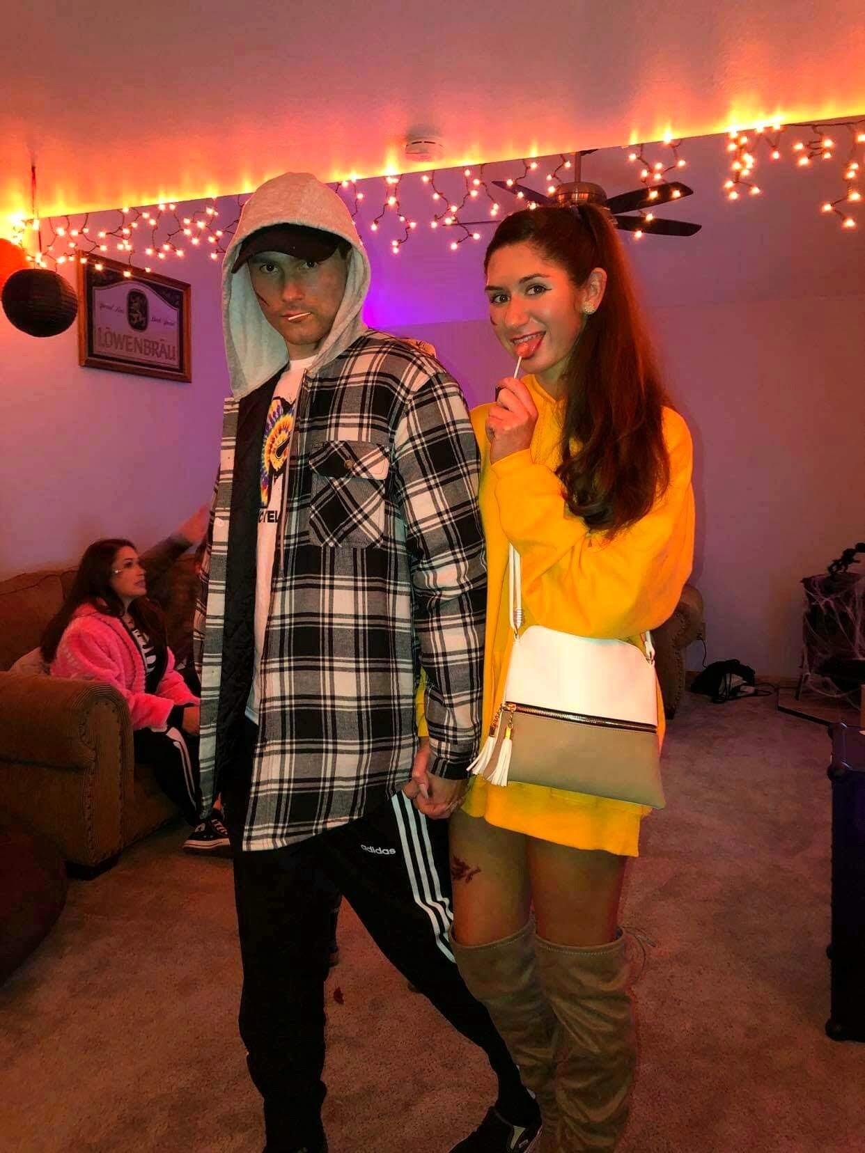 First Halloween together. Jake didn't know who Ariana Grande and Pete Davidson are, but once Amanda suggested they make it edgy, Jake was all in. 