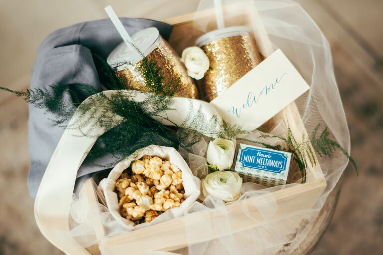 Creative Ideas For A Wedding Welcome Basket By Marigold And Grey
