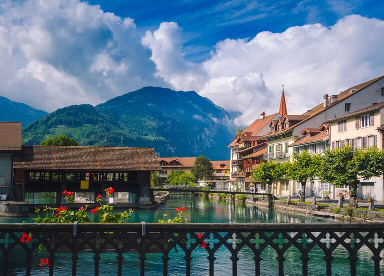 A beautiful view of Interlaken in Switzerland.