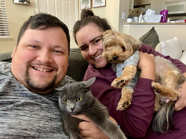 Mom. Dad. Juju, Maya at home - Irvine, CA