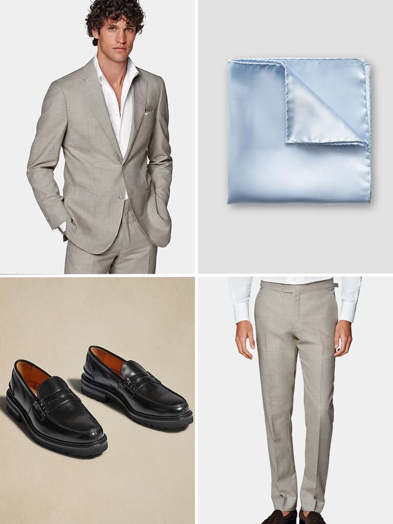 Men's city engagement photo shoot outfit for spring