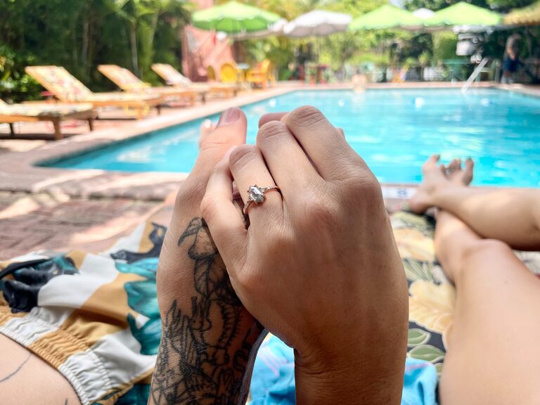 Tim surprised Amanda with a weekend getaway to Miami where he proposed.