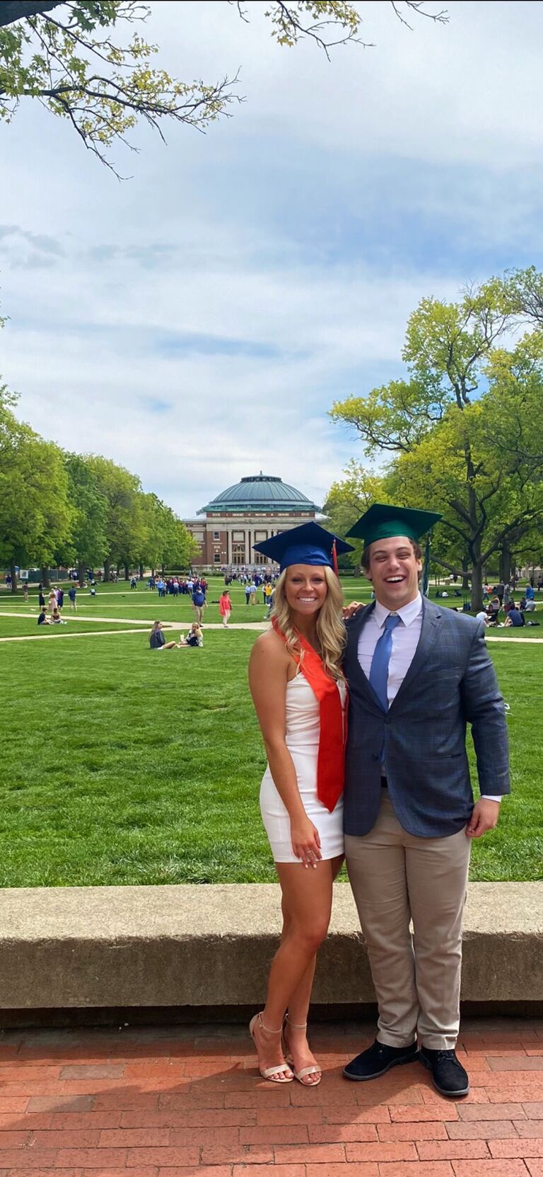 Ashley & Rob both graduate from college in May of 2020. Due to Covid, they did not get a graduation at that time. Ashley got to walk a year later and they took pictures. 